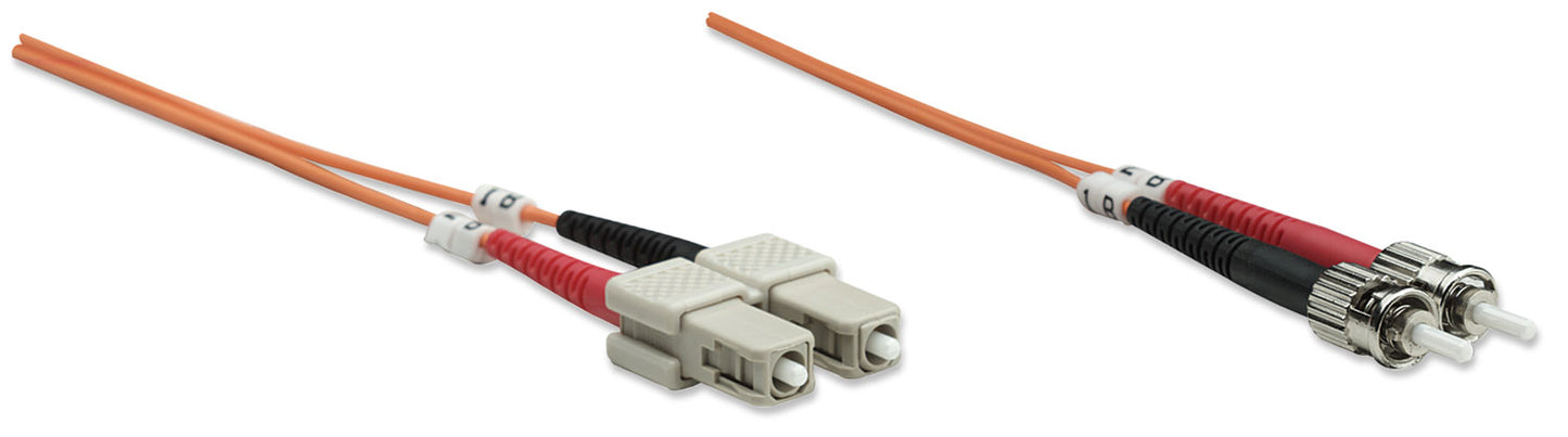 1 m ST to SC UPC Fiber Optic Patch Cable, 3.0 mm, Duplex, LSZH, OM2 Multimode, Orange Image 3