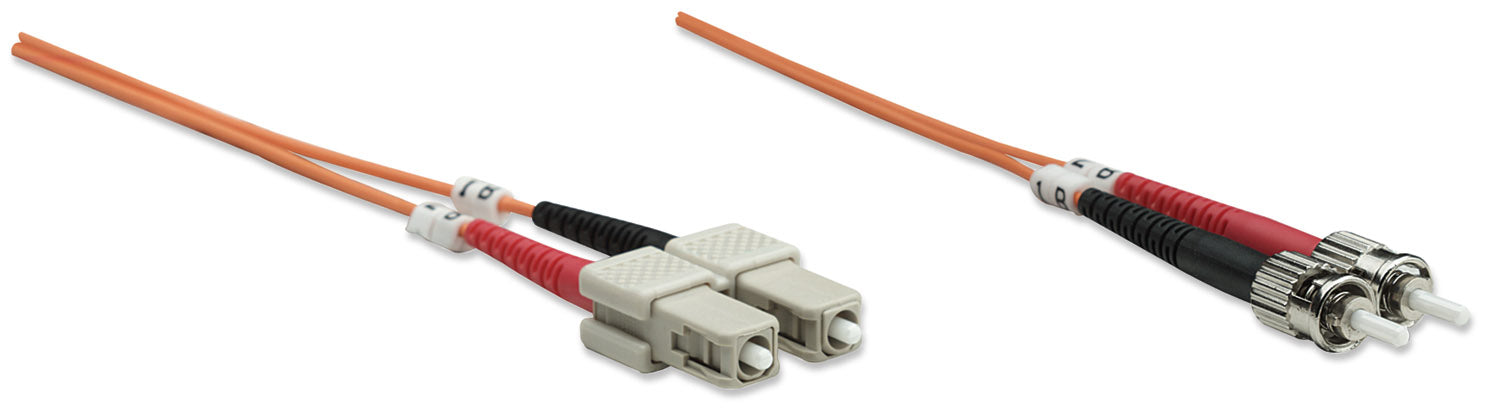 1 m ST to SC UPC Fiber Optic Patch Cable, 3.0 mm, Duplex, LSZH, OM2 Multimode, Orange Image 3