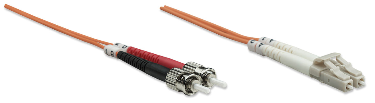 10 m LC to ST UPC Fiber Optic Patch Cable, 3.0 mm, Duplex, LSZH, OM2 Multimode, Orange Image 3