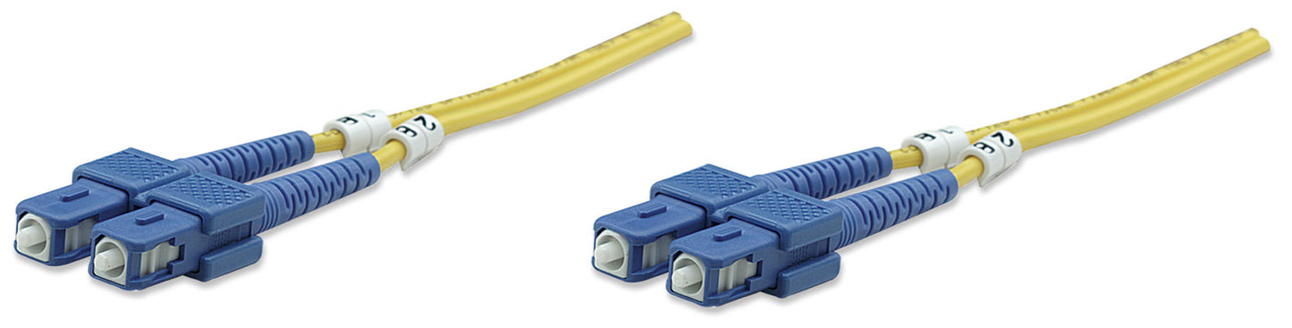 1 m SC to SC UPC Fiber Optic Patch Cable, 3.0 mm, Duplex, LSZH, OS2 Singlemode, Yellow Image 1