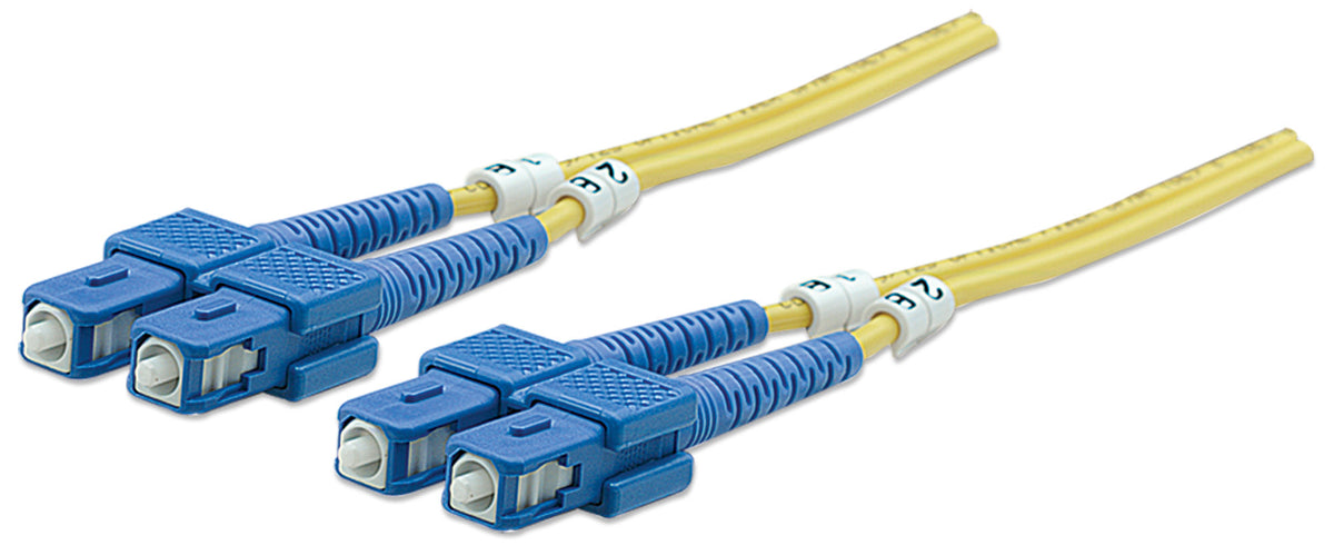 5 m SC to SC UPC Fiber Optic Patch Cable, 3.0 mm, Duplex, LSZH, OS2 Singlemode, Yellow Image 1