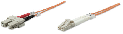 3 m LC to SC UPC Fiber Optic Patch Cable, 3.0 mm, Duplex, LSZH, OM1 Multimode, Orange Image 1