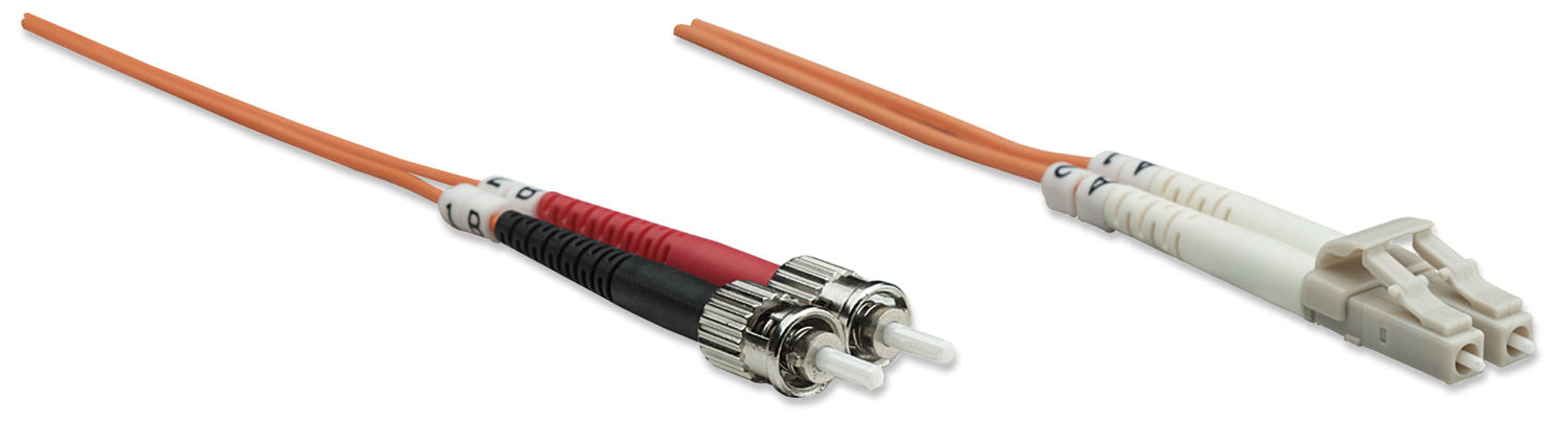3 m LC to ST UPC Fiber Optic Patch Cable, 3.0 mm, Duplex, LSZH, OM1 Multimode, Orange Image 3