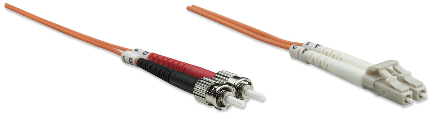 5 m LC to ST UPC Fiber Optic Patch Cable, 3.0 mm, Duplex, LSZH, OM1 Multimode, Orange Image 3