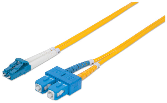 3 m LC to SC UPC Fiber Optic Patch Cable, 3.0 mm, Duplex, LSZH, OS2 Singlemode, Yellow Image 1