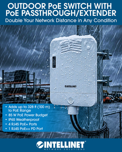 Outdoor PoE-Powered 5-Port Gigabit Switch with PoE Passthrough / 4-Port PoE+ Extender Image 13