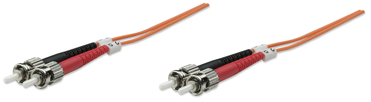 5 m ST to ST UPC Fiber Optic Patch Cable, 3.0 mm, Duplex, LSZH, OM1 Multimode, Orange Image 1