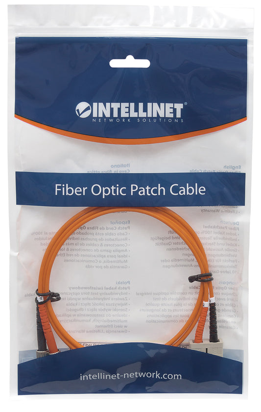 5 m ST to SC UPC Fiber Optic Patch Cable, 3.0 mm, Duplex, LSZH, OM1 Multimode, Orange Packaging Image 2