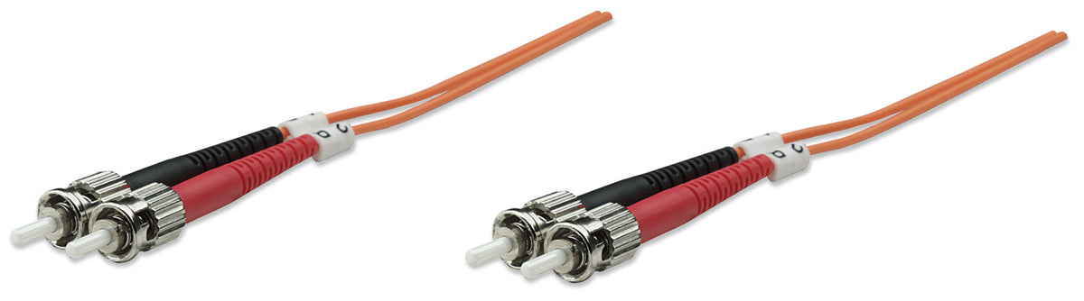 3 m ST to ST UPC Fiber Optic Patch Cable, 3.0 mm, Duplex, LSZH, OM1 Multimode, Orange Image 1