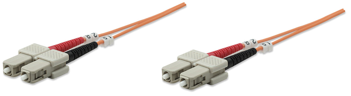3 m SC to SC UPC Fiber Optic Patch Cable, 3.0 mm, Duplex, LSZH, OM1 Multimode, Orange Image 1