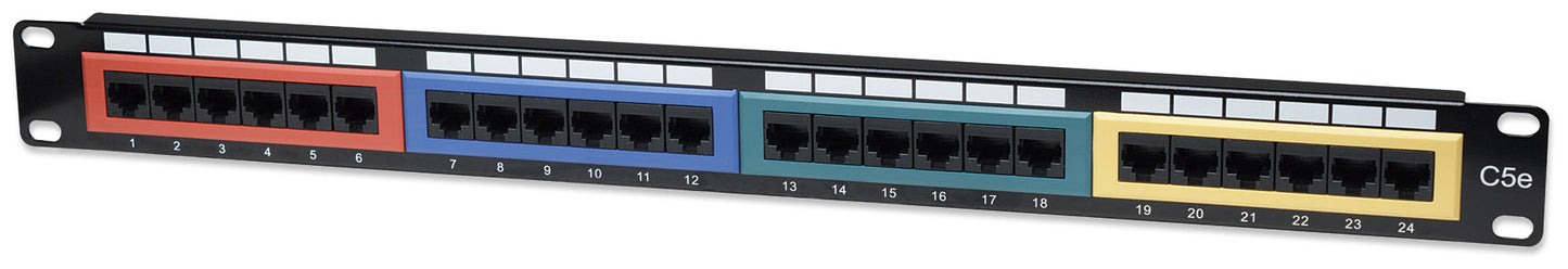 Cat5e Color-Coded 24-Port Patch Panel, 1U Image 1