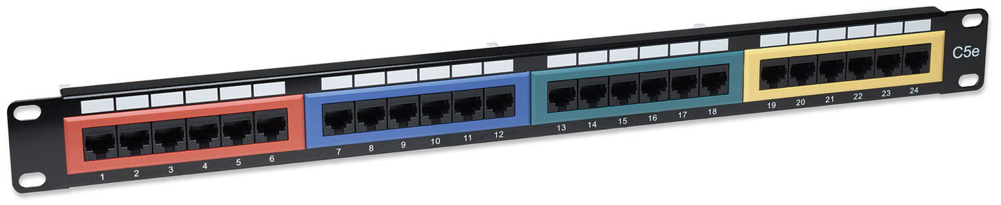 Cat5e Color-Coded 24-Port Patch Panel, 1U Image 2