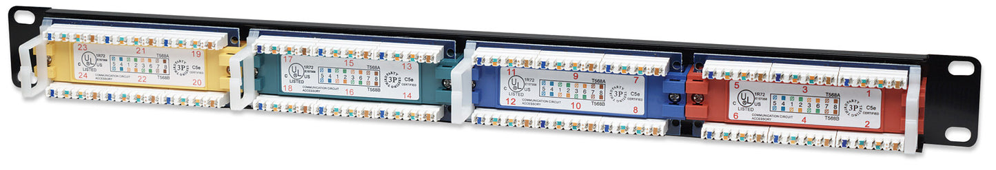 Cat5e Color-Coded 24-Port Patch Panel, 1U Image 3
