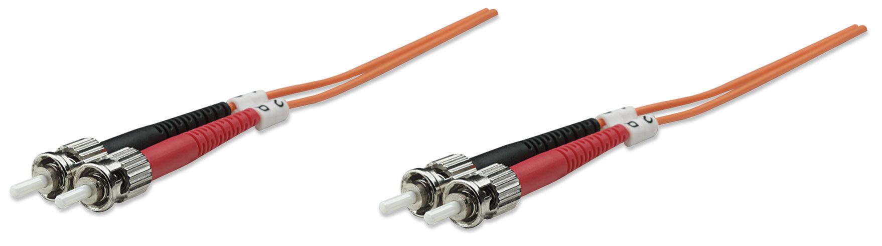 1 m ST to ST UPC Fiber Optic Patch Cable, 3.0 mm, Duplex, LSZH, OM1 Multimode, Orange Image 1