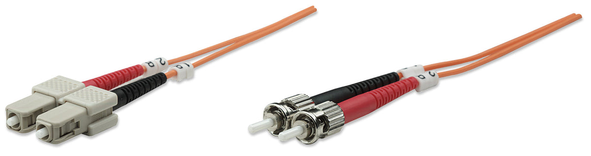 1 m ST to SC UPC Fiber Optic Patch Cable, 3.0 mm, Duplex, LSZH, OM1 Multimode, Orange Image 1