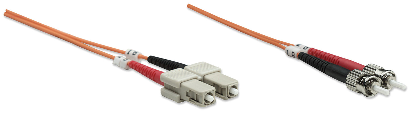 1 m ST to SC UPC Fiber Optic Patch Cable, 3.0 mm, Duplex, LSZH, OM1 Multimode, Orange Image 3