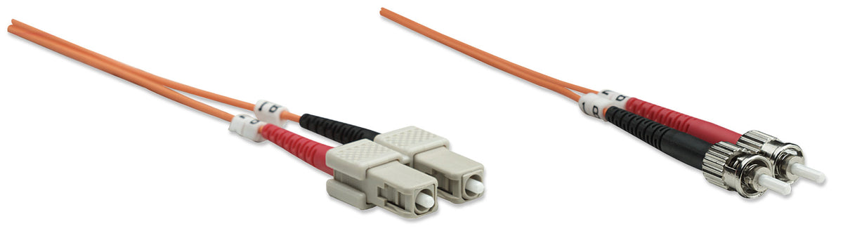 1 m ST to SC UPC Fiber Optic Patch Cable, 3.0 mm, Duplex, LSZH, OM1 Multimode, Orange Image 3