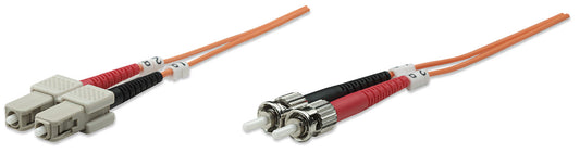 2 m ST to SC UPC Fiber Optic Patch Cable, 3.0 mm, Duplex, LSZH, OM1 Multimode, Orange Image 1