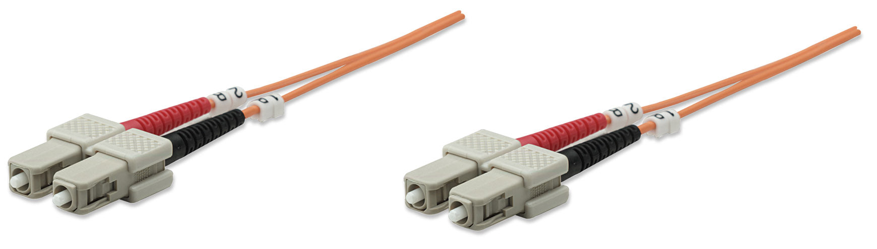 1 m SC to SC UPC Fiber Optic Patch Cable, 3.0 mm, Duplex, LSZH, OM1 Multimode, Orange Image 1