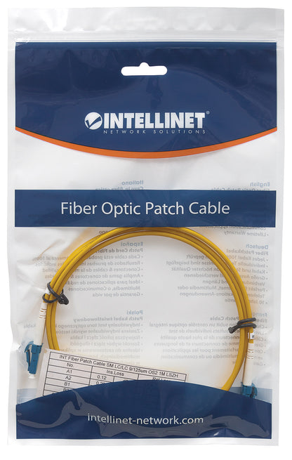 5 m LC to LC UPC Fiber Optic Patch Cable, 3.0 mm, Duplex, LSZH, OS2 Singlemode, Yellow Packaging Image 2