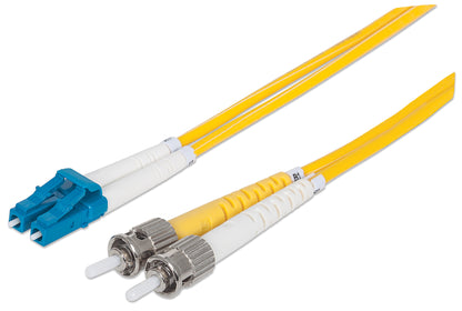 5 m LC to ST UPC Fiber Optic Patch Cable, 3.0 mm, Duplex, LSZH, OS2 Singlemode, Yellow Image 1
