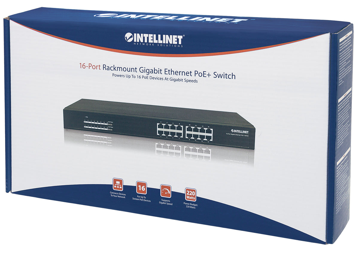 16-Port Gigabit Ethernet PoE+ Switch Packaging Image 2