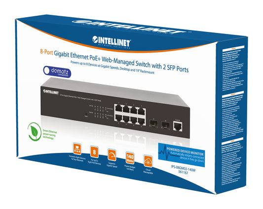 8-Port Gigabit Ethernet PoE+ Web-Managed Switch with 2 SFP Ports Packaging Image 2