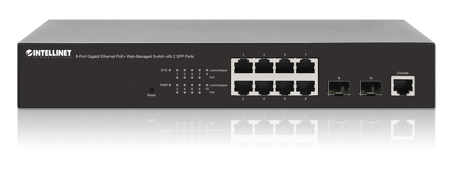 8-Port Gigabit Ethernet PoE+ Web-Managed Switch with 2 SFP Ports Image 6