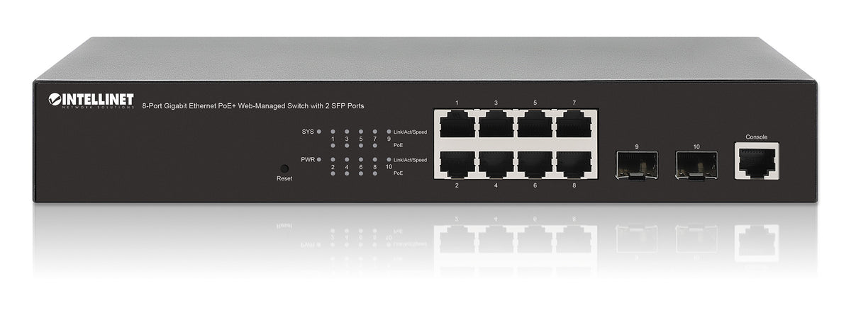 8-Port Gigabit Ethernet PoE+ Web-Managed Switch with 2 SFP Ports Image 6