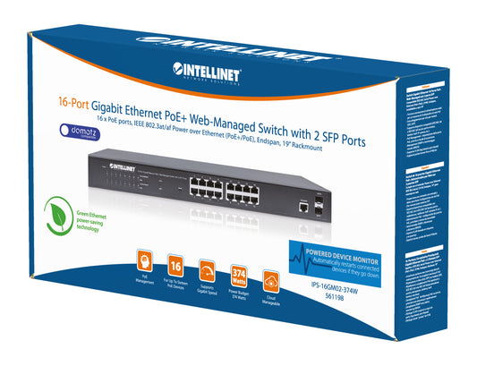 16-Port Gigabit Ethernet PoE+ Web-Managed Switch with 2 SFP Ports Packaging Image 2
