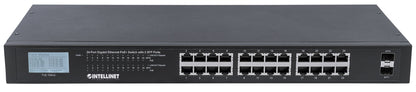 24-Port Gigabit Ethernet PoE+ Switch with 2 SFP Ports and LCD Screen Image 7