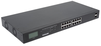 16-Port Gigabit Ethernet PoE+ Switch with 2 SFP Ports and LCD Screen Image 3