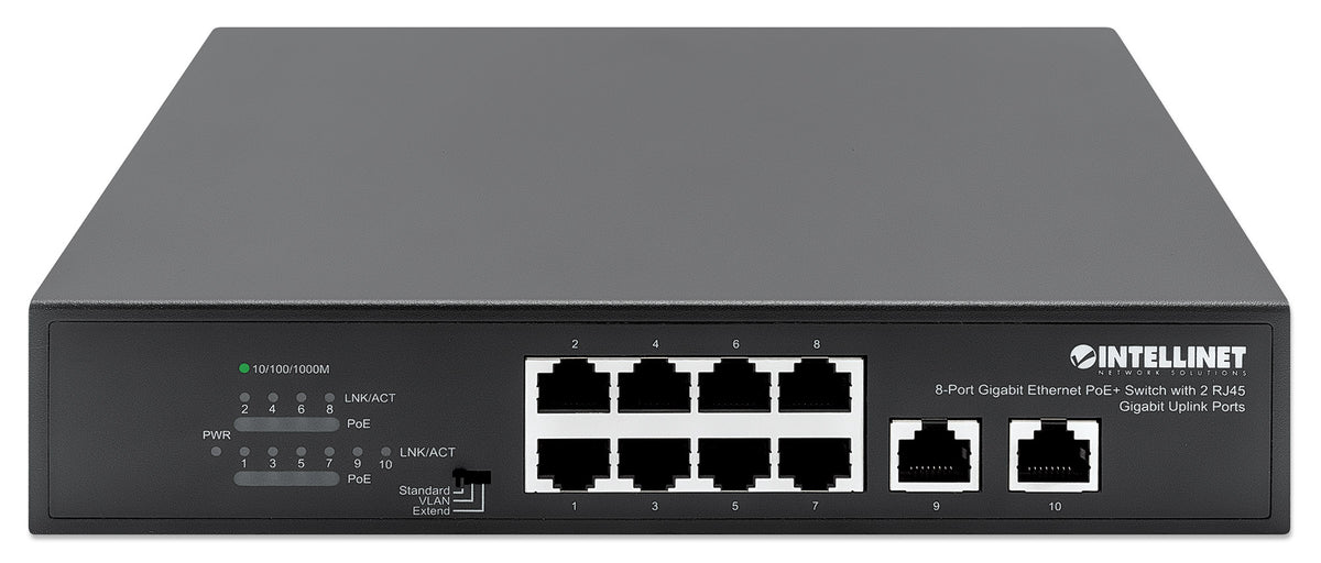 8-Port Gigabit Ethernet PoE+ Switch with 2 RJ45 Gigabit Uplink Ports Image 4