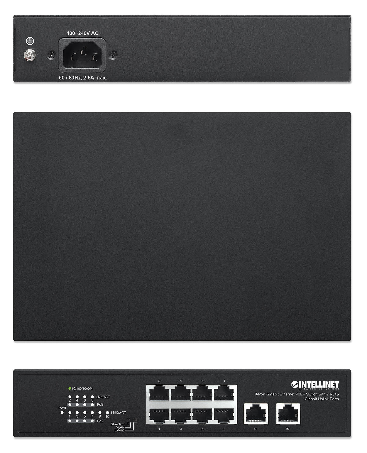 8-Port Gigabit Ethernet PoE+ Switch with 2 RJ45 Gigabit Uplink Ports Image 6
