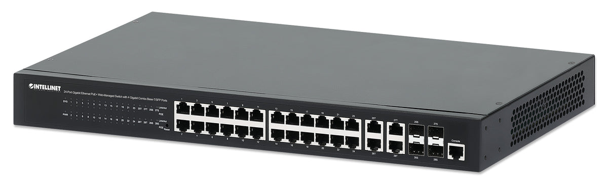 24-Port Gigabit Ethernet PoE+ Web-Managed Switch with 4 Gigabit Combo Base-T/SFP Ports Image 1