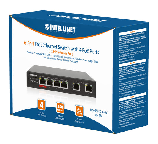 6-Port Fast Ethernet Switch with 4 PoE Ports (1 x High-Power PoE) Packaging Image 2