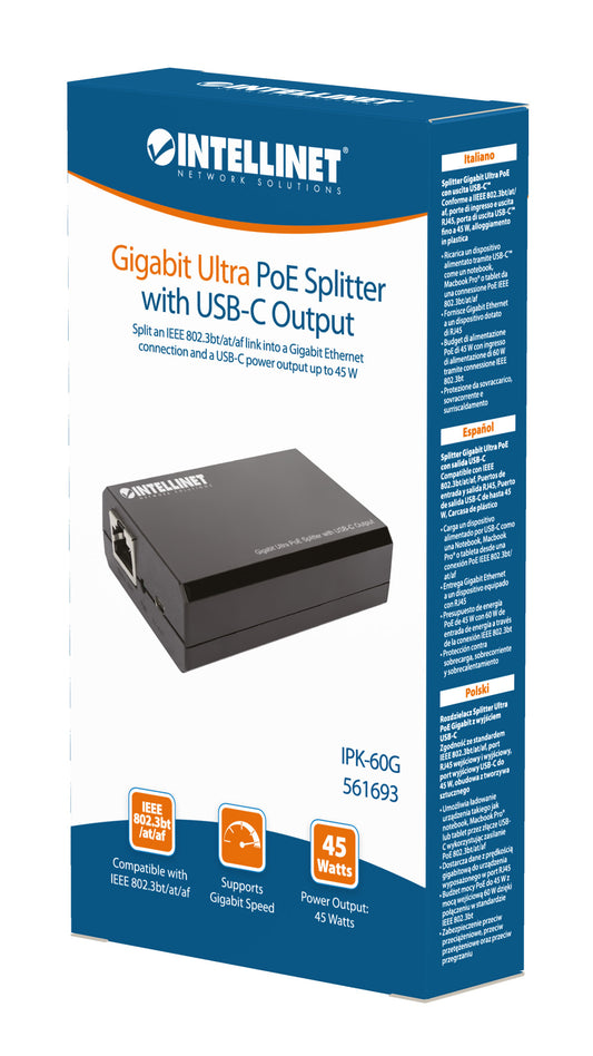 Gigabit Ultra PoE Splitter with USB-C Output Packaging Image 2
