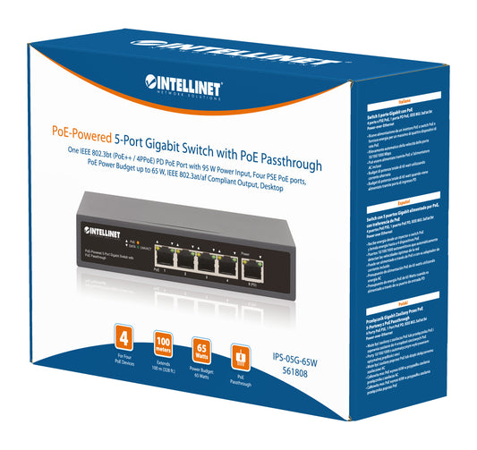 PoE-Powered 5-Port Gigabit Switch with PoE Passthrough Packaging Image 2