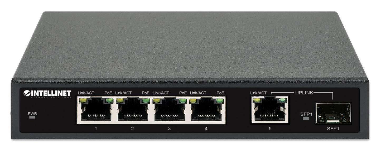 5-Port Gigabit Ethernet PoE+ Switch with SFP Port Image 4