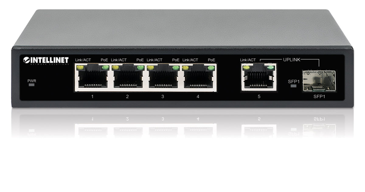 5-Port Gigabit Ethernet PoE+ Switch with SFP Port Image 6