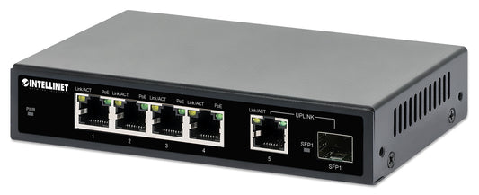 5-Port Gigabit Ethernet PoE+ Switch with SFP Port Image 1