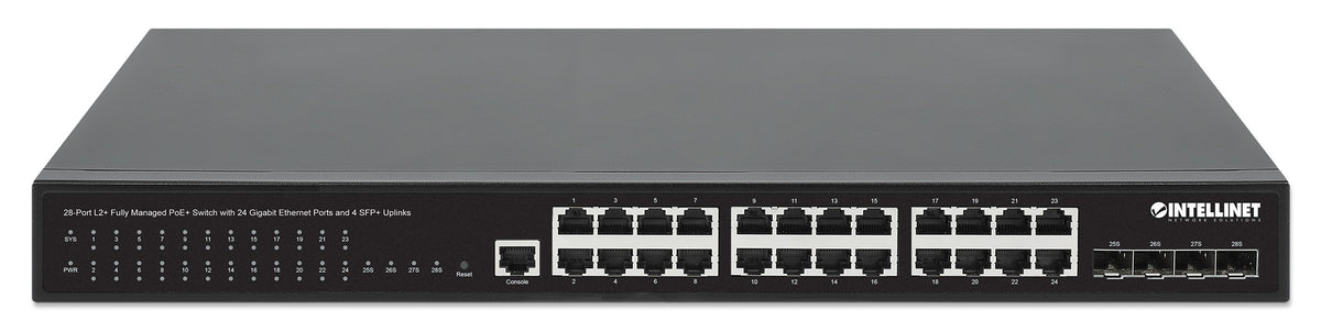 28-Port L2+ Fully Managed PoE+ Switch with 24 Gigabit Ethernet Ports and 4 SFP+ Uplinks Image 4