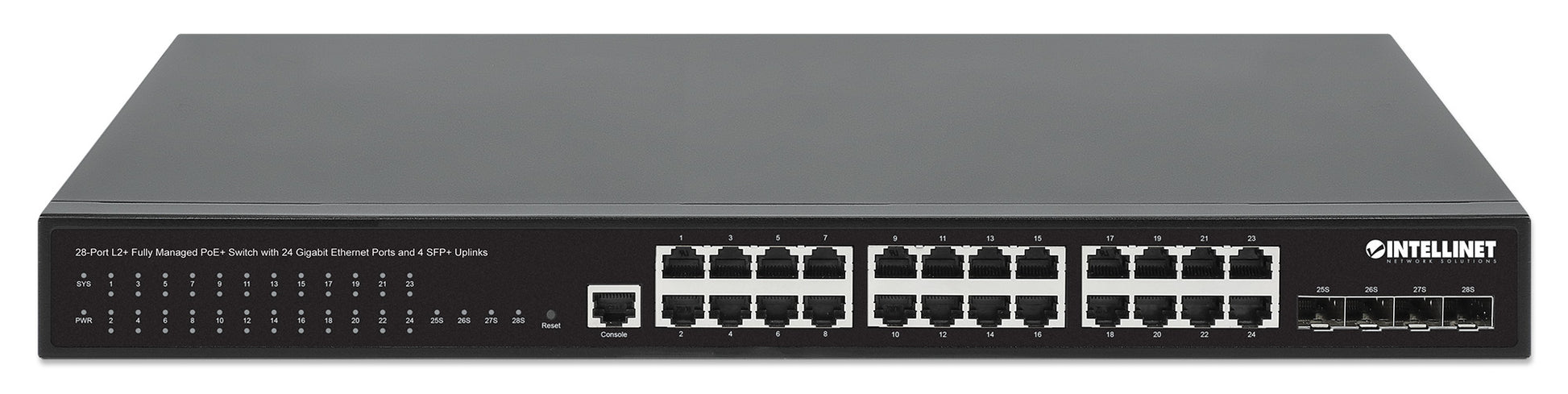 28-Port L2+ Fully Managed PoE+ Switch with 24 Gigabit Ethernet Ports and 4 SFP+ Uplinks Image 4