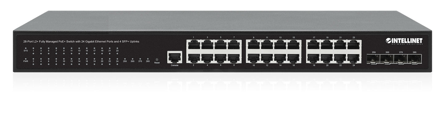 28-Port L2+ Fully Managed PoE+ Switch with 24 Gigabit Ethernet Ports and 4 SFP+ Uplinks Image 6