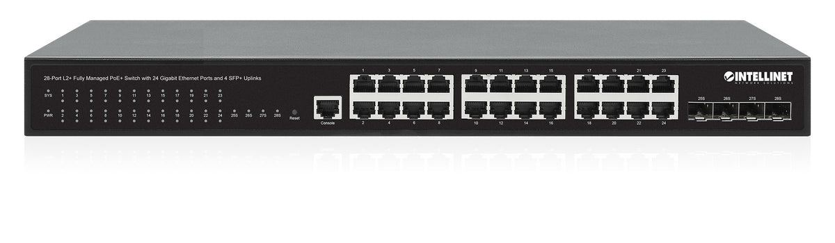 28-Port L2+ Fully Managed PoE+ Switch with 24 Gigabit Ethernet Ports and 4 SFP+ Uplinks Image 6