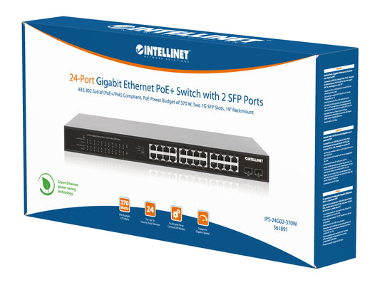 24-Port Gigabit Ethernet PoE+ Switch with 2 SFP Ports Packaging Image 2
