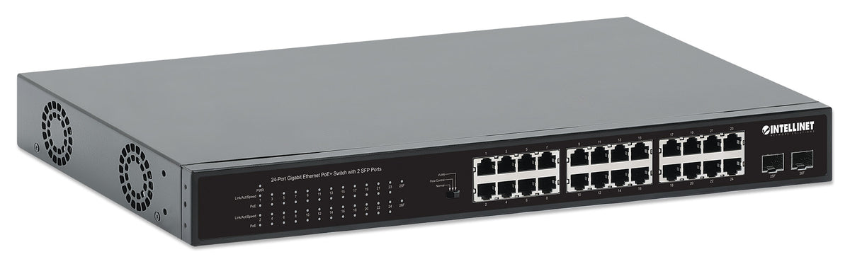 24-Port Gigabit Ethernet PoE+ Switch with 2 SFP Ports Image 3