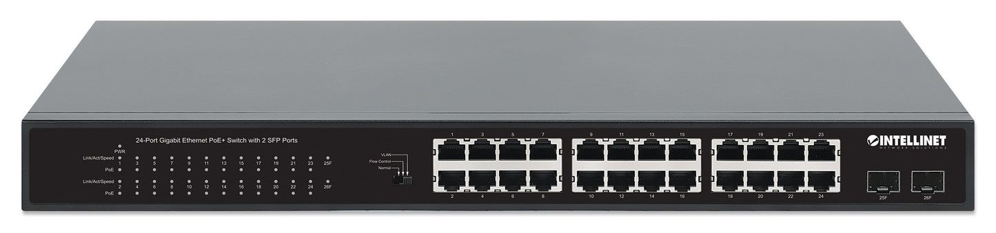 24-Port Gigabit Ethernet PoE+ Switch with 2 SFP Ports Image 4