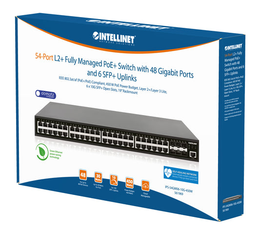 54-Port L2+ Fully Managed PoE+ Switch with 48 Gigabit Ethernet Ports and 6 SFP+ Uplinks Packaging Image 2