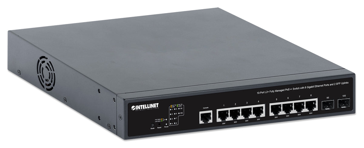 10-Port L2+ Fully Managed PoE++ Switch with 8 Gigabit Ethernet Ports and 2 SFP Uplinks Image 3
